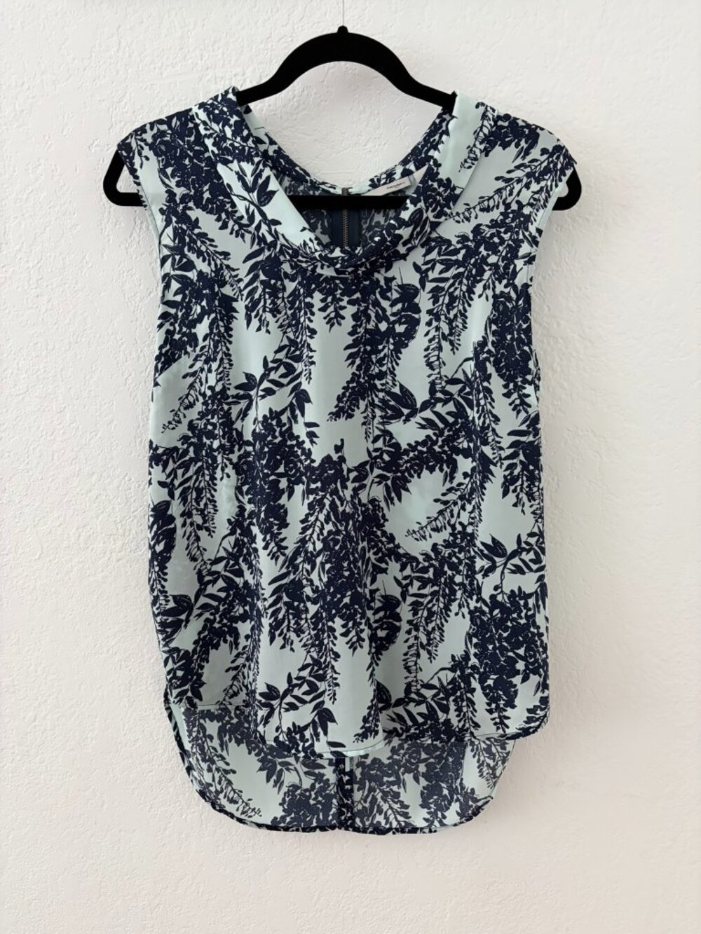 Halogen Floral Print Hi Low Draped Neck Blouse